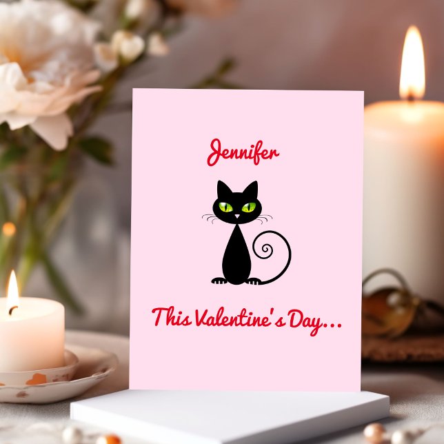 Tarjeta Pequeña Divertido Valentine, lindo, sé mi gato negro con n (Subido por el creador)