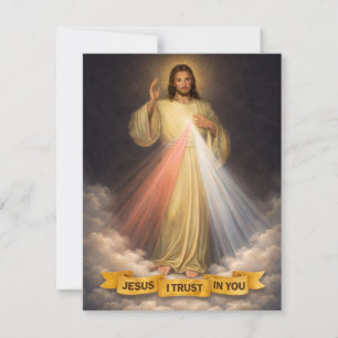 Tarjeta Pequeña Divina Misericordia de Jesús Rosario Oración Relig