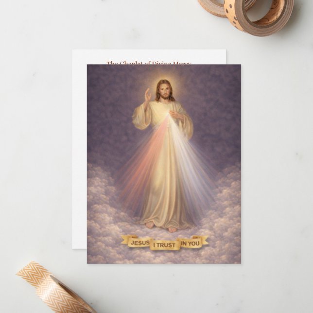 Tarjeta Pequeña Divine Mercy of Jesus Chaplet Prayer Religious (Anverso/Reverso In Situ)