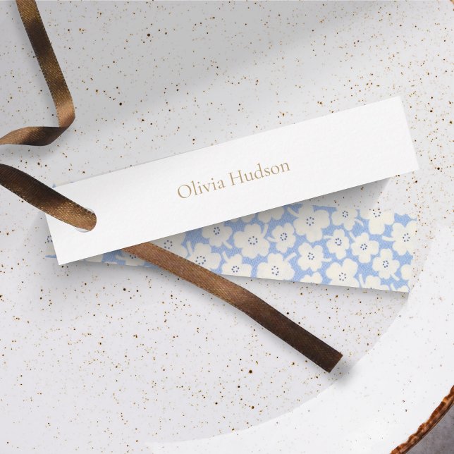 Tarjeta Pequeña DIY Boda Floral Dusty Blue & White Place Name (Subido por el creador)