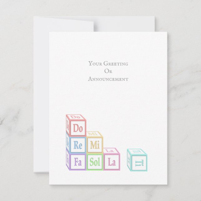 Tarjeta Pequeña "Do Re Mi Fa So La Ti", Bloques Musicales De Bebés (Anverso)