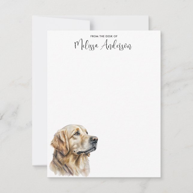 Tarjeta Pequeña Dog Lover Acuarela Personalizada Golden Retriever (Anverso)