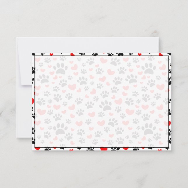 Tarjeta Pequeña Dog Lover Paw Prints and Hearts Custom (Anverso)