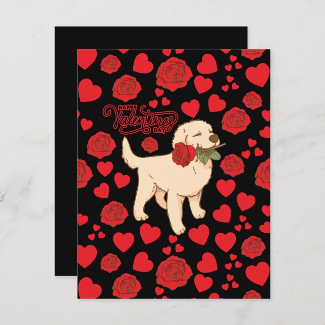 Tarjeta Pequeña Dog Lover Valentine’s Day Card in Black (Anverso / Reverso)