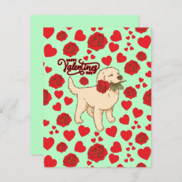 Tarjeta Pequeña Dog Lover Valentine’s Day Card in Green