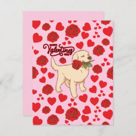 Tarjeta Pequeña Dog Lover Valentine’s Day Card in Pink