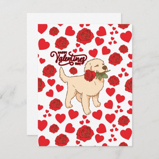 Tarjeta Pequeña Dog Lover Valentine’s Day Card in White (Anverso / Reverso)