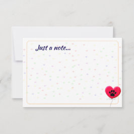 Tarjeta Pequeña Dog Party Dog Paw Confetti Drawing Just a Note