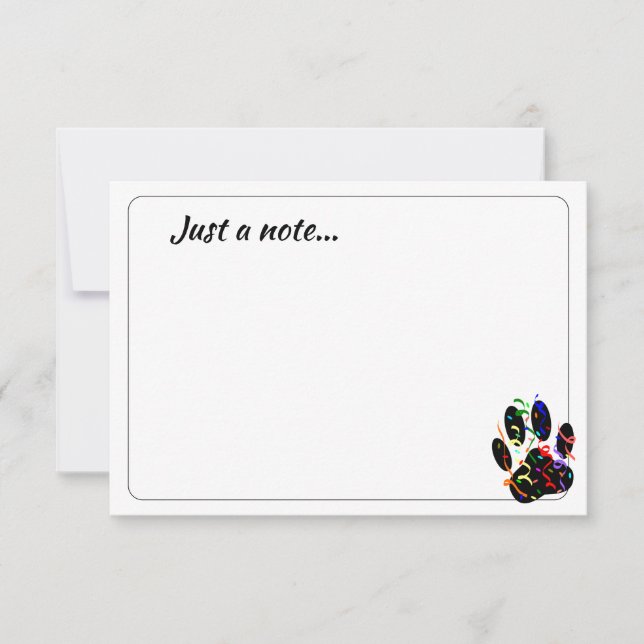 Tarjeta Pequeña Dog Paw Print With Confetti Streamer Just a Note (Anverso)