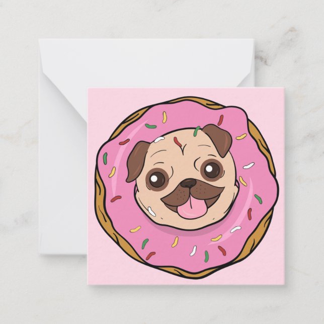 Tarjeta Pequeña Dona Pug (Anverso)