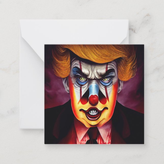 Tarjeta Pequeña Donald Trump es un payaso malvado (Anverso)