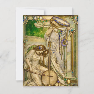 Tarjeta Pequeña Doncellas de la Música Art Nouveau Ilustración Vin