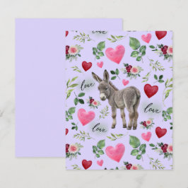 Tarjeta Pequeña Donkey Love Valentine’s Day Card in Purple