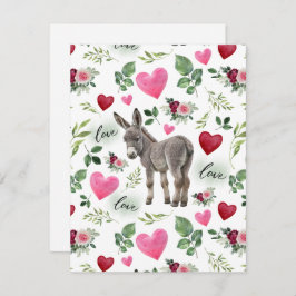 Tarjeta Pequeña Donkey Love Valentine’s Day Card in White