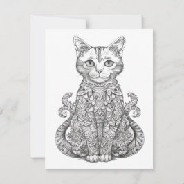 Tarjeta Pequeña Doodle art lindo gato