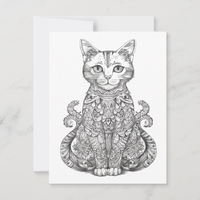 Tarjeta Pequeña Doodle art lindo gato (Anverso)