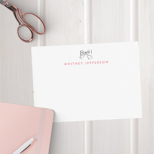 Tarjeta Pequeña Doodle de mano dibujado Coquette Bow rosa personal (Subido por el creador)