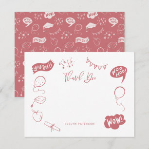 Tarjeta Pequeña Doodle moderno Rubor Pink Gracias