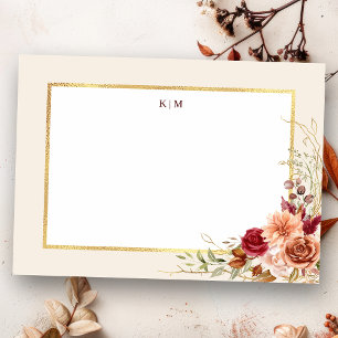 Tarjeta Pequeña Dorado Fall Terracotta Floral