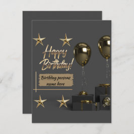 Tarjeta Pequeña Dorado Personalizable moderno feliz cumpleaños