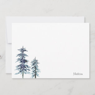 Tarjeta Pequeña Dos Árboles Acuáticos De Pino De Invierno