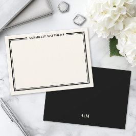 Tarjeta Pequeña Dos Bordes Minimalistas Monograma de Nombre