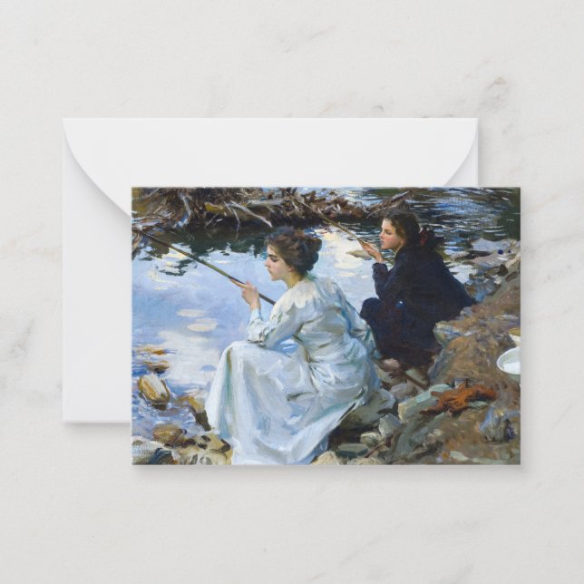 Tarjeta Pequeña Dos Chicas pescando, 1912 por John Singer Sargent (Anverso)