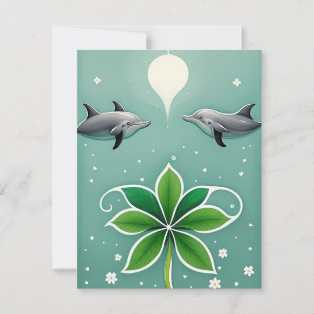 Tarjeta Pequeña Dos delfines nadando (Anverso)
