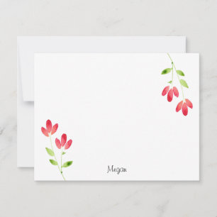 Tarjeta Pequeña Dos Estrellas De Flor De Color Rojo