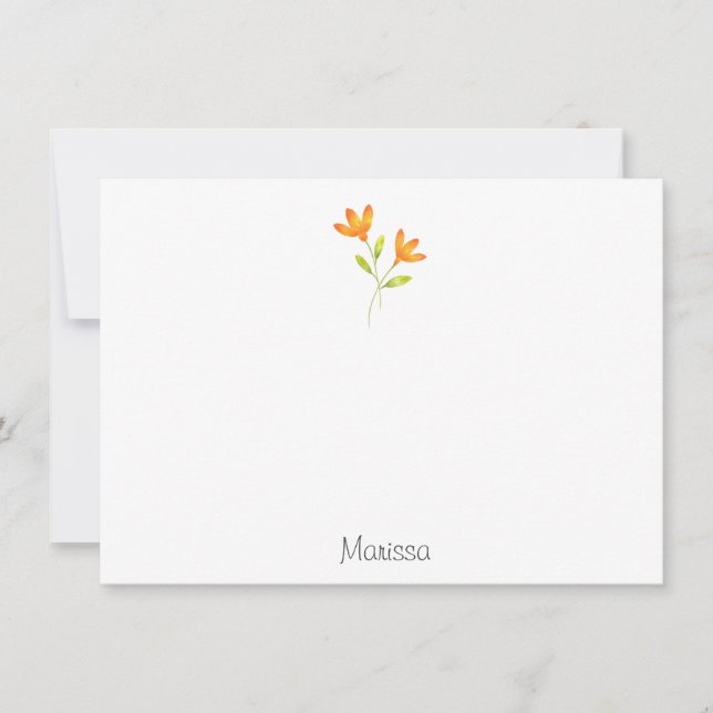 Tarjeta Pequeña Dos flores acuarelas Naranjas (Anverso)