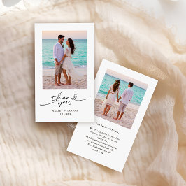 Tarjeta Pequeña Dos fotos de Boda de guiones modernos Gracias a ti