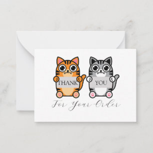 Tarjeta Pequeña Dos gatos adorables gracias