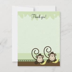 Tarjeta Pequeña Dos monos gemelos Baby Jungle 4x5 Flat Gracias not