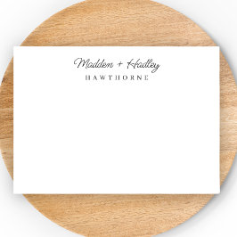 Tarjeta Pequeña Dos nombres Monograma Elegante Pareja Stationery