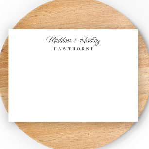 Tarjeta Pequeña Dos nombres Monograma Elegante Pareja Stationery