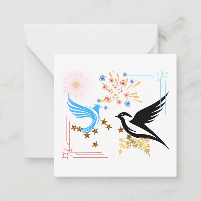 Tarjeta Pequeña Dos pájaros majestuosos (Anverso)