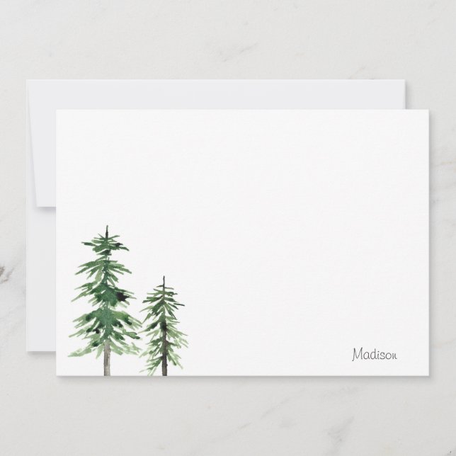 Tarjeta Pequeña Dos Pinos Acuarelas (Anverso)