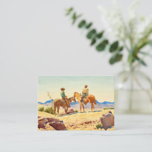 Tarjeta Pequeña Dos Vaqueros en Caballos por Maynard Dixon