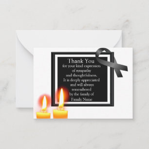 Tarjeta Pequeña Dos Velas Después Del Funeral Gracias Cartas