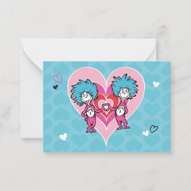 Tarjeta Pequeña Dr. Seuss Valentine's Day | Thing 1 & Thing 2 (Anverso)