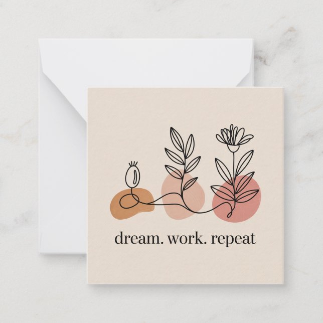 Tarjeta Pequeña Dream. Work. Repeat (Anverso)