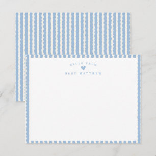 Tarjeta Pequeña Ducha de bebé de raya ondulada azul