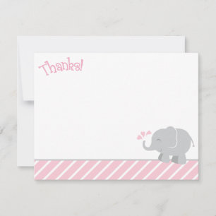 Tarjeta Pequeña Ducha de Bebé Elefante Gris Rosa Moderno