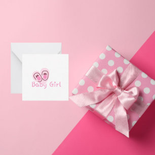 Tarjeta Pequeña Ducha de Bebé Zapatos Rosados para Bebé Niña