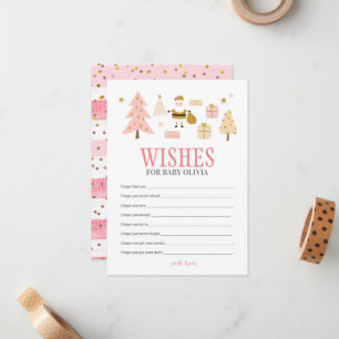 Tarjeta Pequeña Ducha de niña de Santa Bebé, deseos de bebé