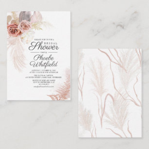 Tarjeta Pequeña Ducha de novia Pampas Grass Floral Budget Card