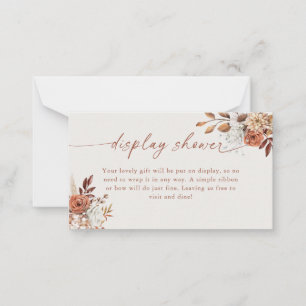 Tarjeta Pequeña Ducha de visualización floral Boho Terracotta