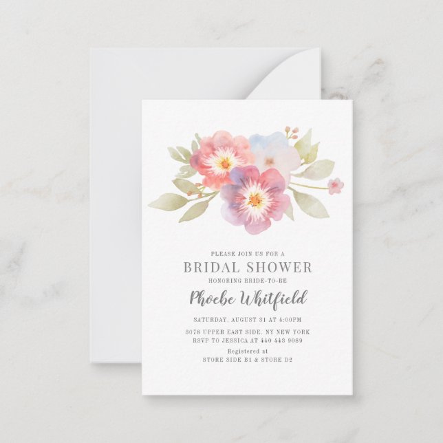 Tarjeta Pequeña Ducha nupcial acuarela Floral moderna Botánica (Anverso)