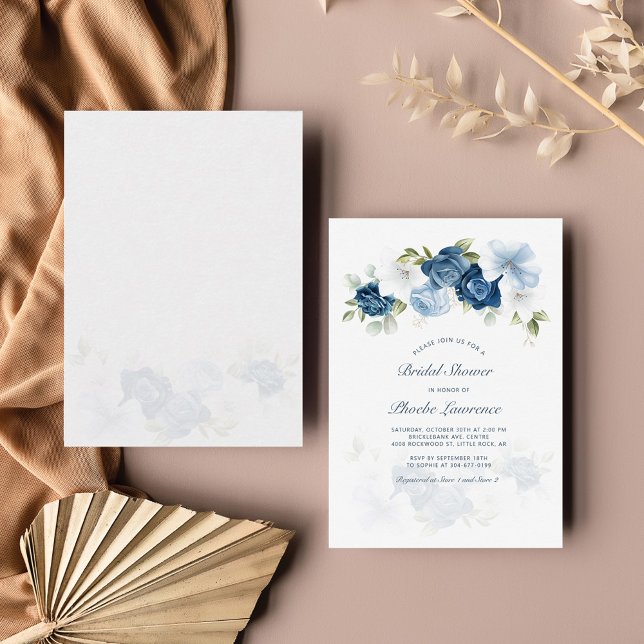 Tarjeta Pequeña Ducha nupcial floral azul turquesa moderna (Subido por el creador)