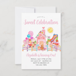 Tarjeta Pequeña Dulce Celebración Divertida Candyland Cumpleaños I